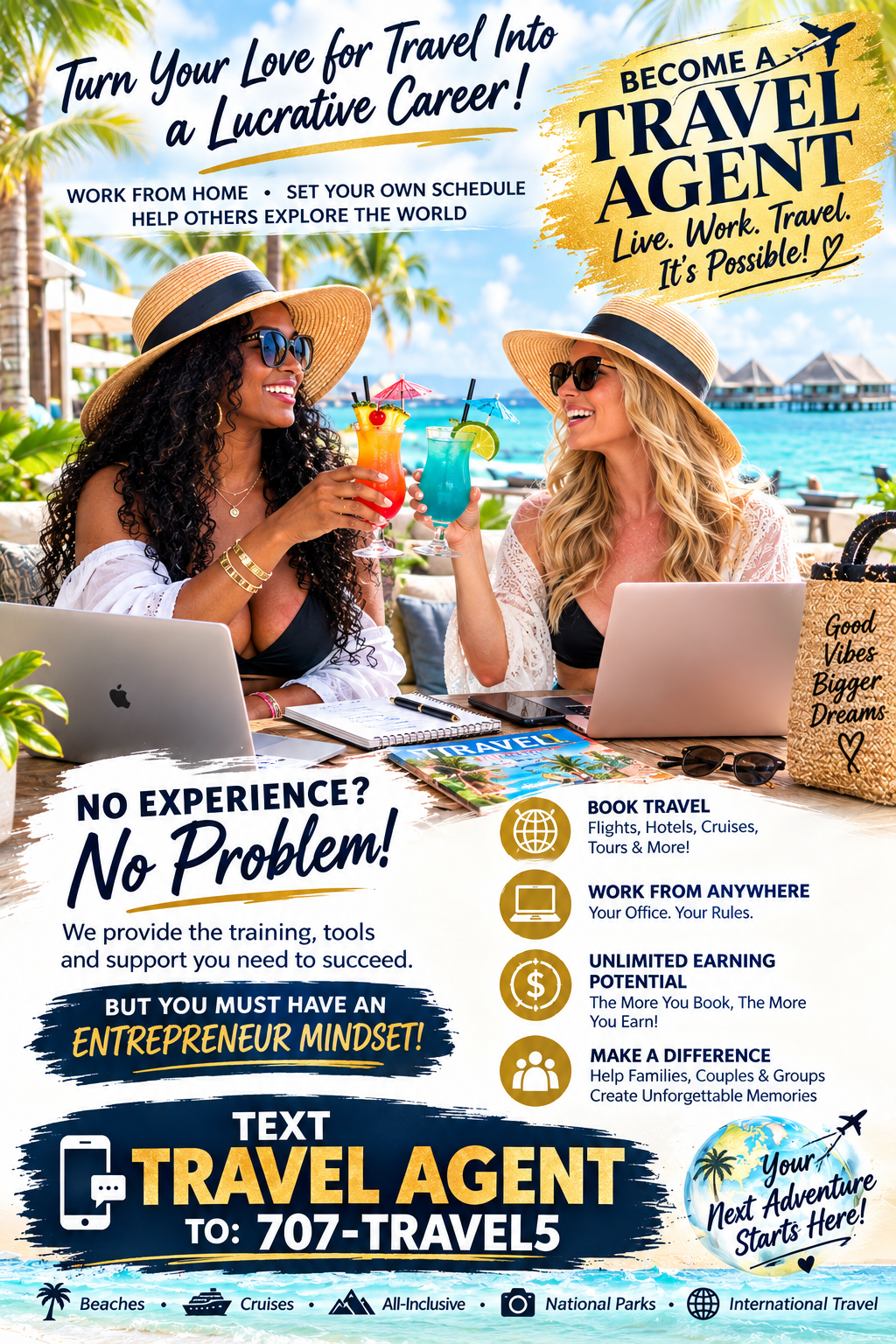 ATA Service Group Travel Agent Recruitment Flyer — Turn Your Love for Travel Into a Lucrative Career